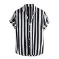 thumbnail image 1 of WREESH Men's Beach Button Down Shirts Casual Fashion Printing Turn-Down Collar Short Sleeve Breathable Shirts with Striped Pattern Top Black, 1 of 5