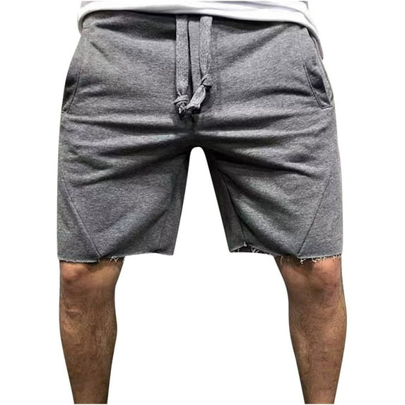 WREESH Men's Beach Shorts Summer Cutoffs Sports Shorts Outdoor Workout Shorts Casual Loose Straight Comfortable Drawstring Shorts Dark Gray