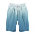 thumbnail image 1 of WREESH Men's Bermuda Shorts Cotton Linen Shorts Drawstring Waist Casual Gradient Short Pants Walking Shorts Blue, 1 of 4