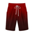 thumbnail image 1 of WREESH Men's Bermuda Shorts Cotton Linen Shorts Drawstring Waist Casual Gradient Short Pants Walking Shorts Red, 1 of 4