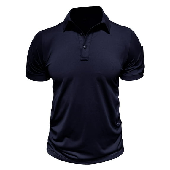 WREESH Men's Office Henley Shirt - Short Sleeve Turn-Down Collar Top with Fashion Cotton, Business Casual for Commuting