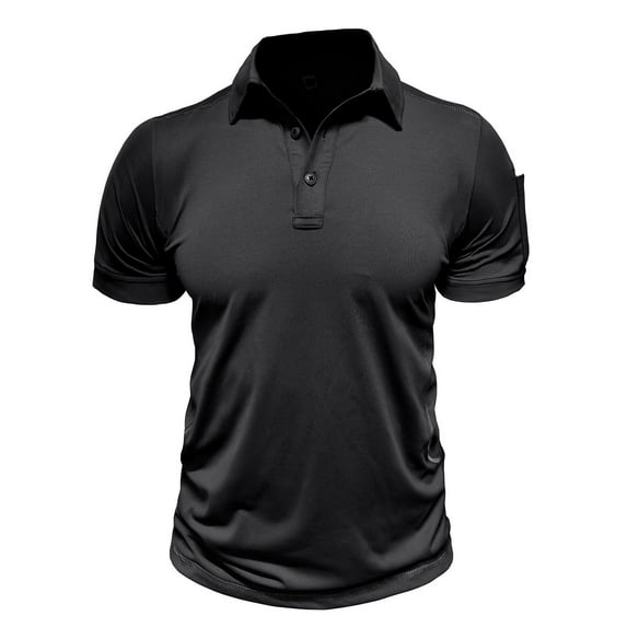 WREESH Men's Office Henley Shirt - Short Sleeve Turn-Down Collar Top with Fashion Cotton, Business Casual for Commuting
