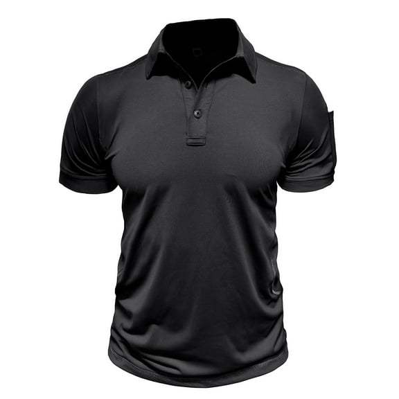 WREESH Men's Office Henley Shirt - Short Sleeve Turn-Down Collar Top with Fashion Cotton, Business Casual for Commuting