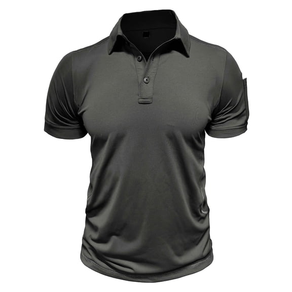 WREESH Men's Office Henley Shirt - Short Sleeve Turn-Down Collar Top with Fashion Cotton, Business Casual for Commuting