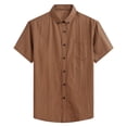 thumbnail image 1 of WREESH Men's Business Fashion Button Down Shirts Turndown Collar with Pocket and Short Sleeve Solid Color Pocket Button Collar Shirt Yellow, 1 of 4