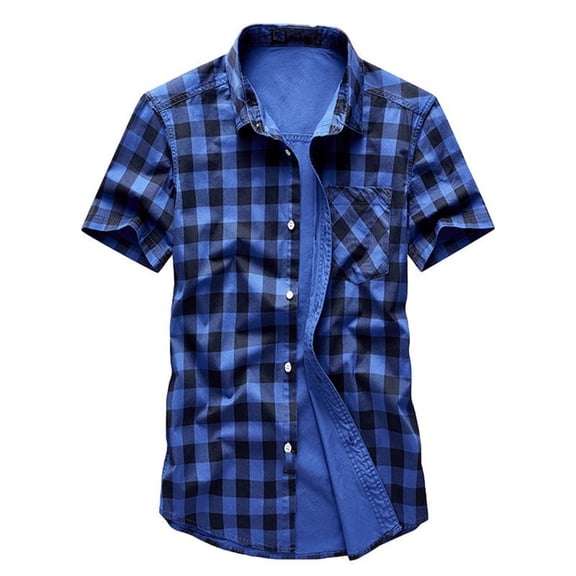 WREESH Men's Plaid Shirt Jacket - Lightweight Open Front Design with Utility Pockets, Versatile Layering for Spring/Fall