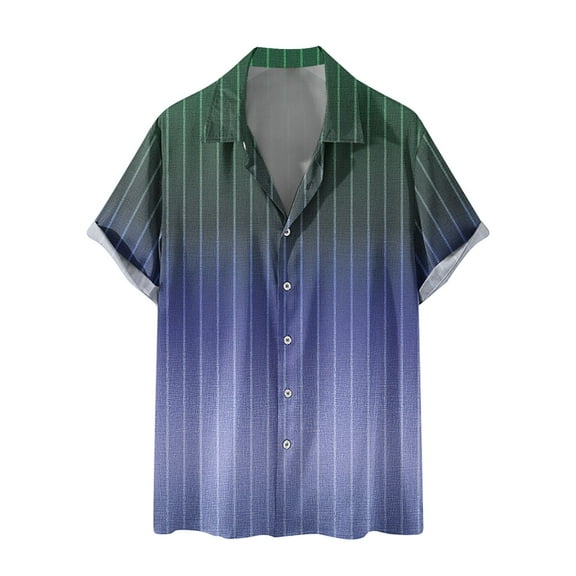 WREESH Men's Button Down Shirts Casual Fashion Printing Turn-Down Collar Short Sleeve Breathable Shirts with Gradient Prints Purple
