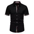 thumbnail image 1 of WREESH Men's Button Down Shirts Casual Fashion Short Sleeve with Turn Down Collar and Paisley Print Black, 1 of 9