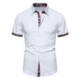 thumbnail image 1 of WREESH Men's Button Down Shirts Casual Fashion Short Sleeve with Turn Down Collar and Paisley Print White, 1 of 9