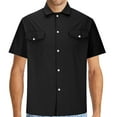 thumbnail image 1 of WREESH Men's Button Down Shirts Casual Work Shirts Solid Color Short Sleeve Turndown Collar Shirts Black, 1 of 6