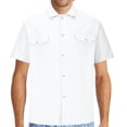 thumbnail image 1 of WREESH Men's Button Down Shirts Casual Work Shirts Solid Color Short Sleeve Turndown Collar Shirts White, 1 of 6
