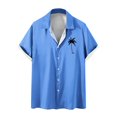 thumbnail image 1 of WREESH Men's Button Down Shirts Comfortable Short Sleeve Turndown Collar with Solid Print, Featuring Men's Tropical Tops Blue, 1 of 5
