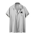 thumbnail image 1 of WREESH Men's Button Down Shirts Comfortable Short Sleeve Turndown Collar with Solid Print, Featuring Men's Tropical Tops Gray, 1 of 5