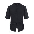 thumbnail image 1 of WREESH Men's Button Down Shirts Cotton Linen Casual Fashion Short Sleeve Shirt with Button Down Collar and Pockets Black, 1 of 5
