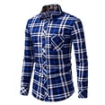 thumbnail image 1 of WREESH Men's Button Down Shirts Elegant Long Sleeve Plaid with Turn-Down Collar and Modern Print Blue, 1 of 8