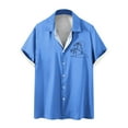 thumbnail image 1 of WREESH Men's Button Down Shirts Fashion Comfortable Printed Short Sleeve Turndown Collar Shirts Trendy Casual Tops Blue, 1 of 5