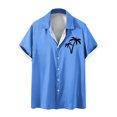 thumbnail image 1 of WREESH Men's Button Down Shirts Fashion Print Short Sleeve Turndown Collar Shirts Casual Tops Blue, 1 of 5