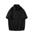 thumbnail image 1 of WREESH Men's Button Down Shirts Short Sleeve Solid Color Shirts with Pockets for Men's Everyday Casual Wear Black, 1 of 5