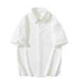 thumbnail image 1 of WREESH Men's Button Down Shirts Short Sleeve Solid Color Shirts with Pockets for Men's Everyday Casual Wear White, 1 of 5