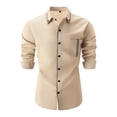 thumbnail image 1 of WREESH Men's Button Down Shirts Slim Fitting Formal Business Shirt with Turn-Down Collar, Long Sleeve, and Pocket a Breathable Solid Color Top Khaki, 1 of 5