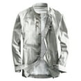 thumbnail image 1 of WREESH Men's Button Down Shirts Zip-Up Long Sleeve Top with Solid Color for Sports and Casual Wear Gray, 1 of 4