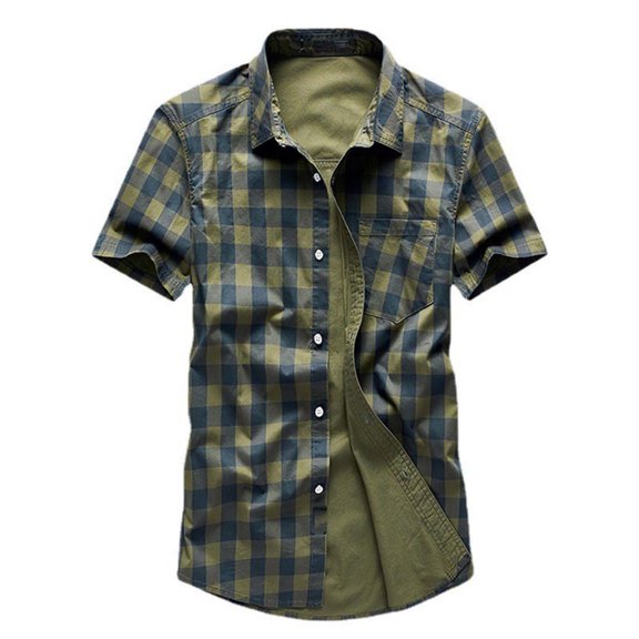 WREESH Men's Plaid Shirt Jacket - Lightweight Open Front Design with Utility Pockets, Versatile Layering for Spring/Fall