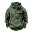thumbnail image 1 of WREESH Men's Cargo Hoodies Quarter Zip Sweatshirts Solid Tactical Pullover Casual Loose Long Sleeve Hooded Sweatshirts Workout Outdoor Sweatshirt with Multi-Pocket Mint Green, 1 of 6