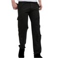 thumbnail image 1 of WREESH Men's Cargo Pants Casual Wide Leg Pants Pocket Lace-Up Casual Sweatpants Full Length Pants Black, 1 of 5