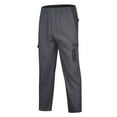 thumbnail image 1 of WREESH Men's Cargo Pants Cotton and Linen Elastic Waist Blended Breathable Comfortable Soft Beach Casual Trousers Full Length Pants Dark Gray, 1 of 9