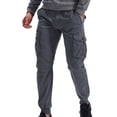 thumbnail image 1 of WREESH Men's Cargo Pants Fashion Casual Pure Color Outdoors Pocket Casual Pants Sweatpants Gray, 1 of 7