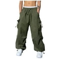 thumbnail image 1 of WREESH Men's Cargo Pants Fashion Solid Casual Drawstring Elastic Waist with Pocket Trousers Sport Pants Olive Green, 1 of 10