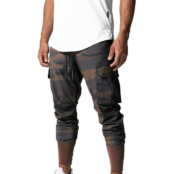 WREESH Men's Cargo Pants Fashion Sports Casual Casual Pants Fitness Leggings Sweatpants Camouflage