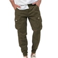 thumbnail image 1 of WREESH Men's Cargo Pants Jogger Pants Cotton and Linen Elastic Waist Blended Breathable Comfortable Soft Beach Casual Trousers Full Length Pants Olive Green, 1 of 7