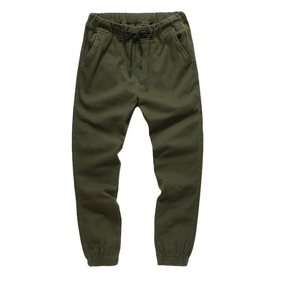 WREESH Men's Cargo Pants Long Casual Sport Pants Trousers Running Joggers Sweatpants Olive Green