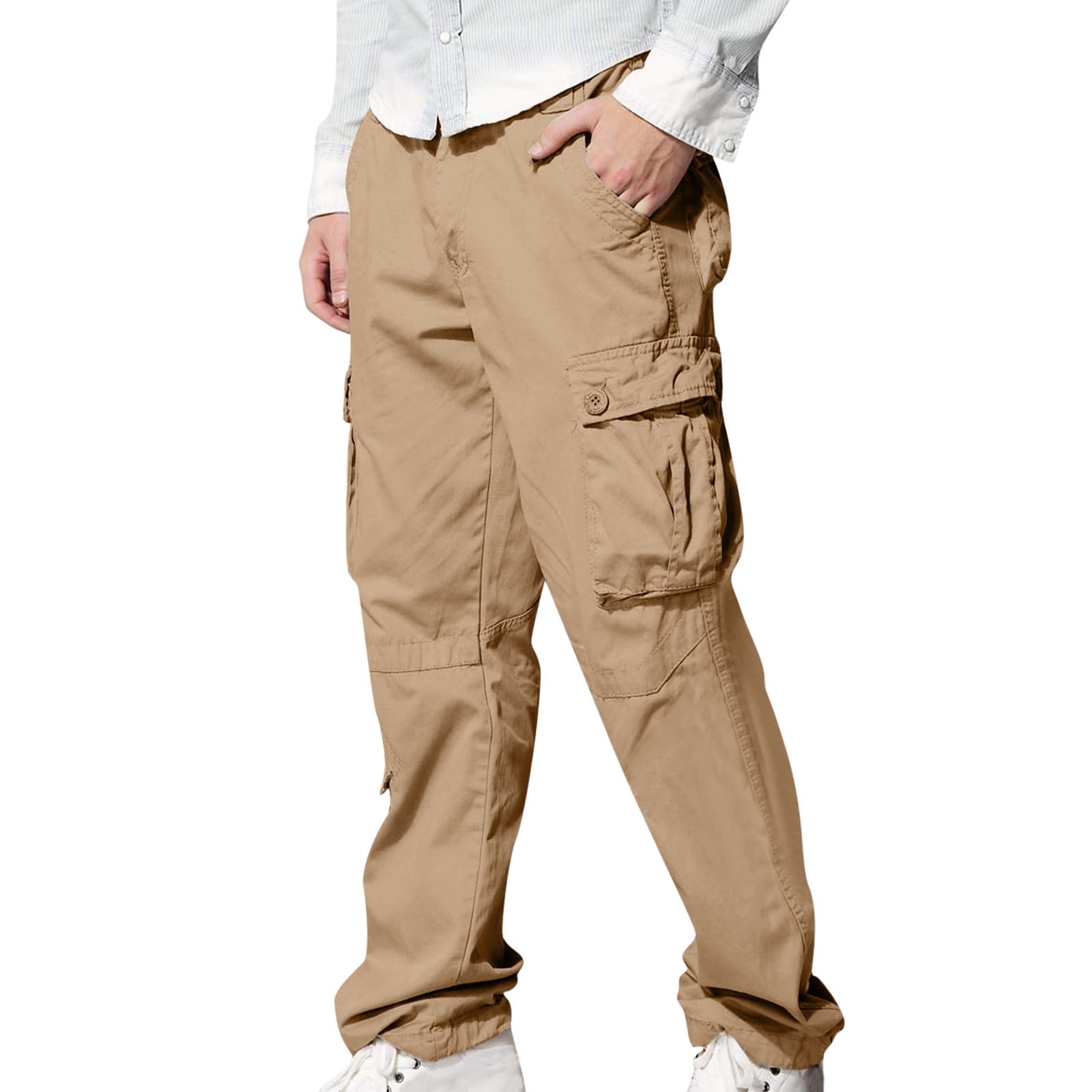 WREESH Men's Cargo Pants Slim Multi Pocket Straight Trousers Outdoor ...