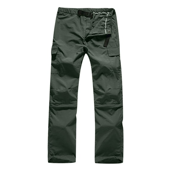 WREESH Men's Cargo Pants Solid Casual Button Zipper Multiple Pockets Outdoor Straight Type Fitness Pants Trousers Olive Green