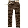 thumbnail image 1 of WREESH Men's Cargo Pants Solid Multi-Pocket Washed Overalls Outdoor Casual Pants Trousers Coffee, 1 of 5