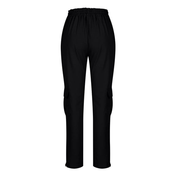 WREESH Men's Cargo Pants Solid Patchwork Casual Multiple Pockets Outdoor Straight Type Fitness Pants Trousers Black