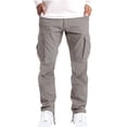 thumbnail image 1 of WREESH Men's Cargo Pants Solid Patchwork Casual Multiple Pockets Outdoor Straight Type Fitness Pants Trousers Gray, 1 of 6