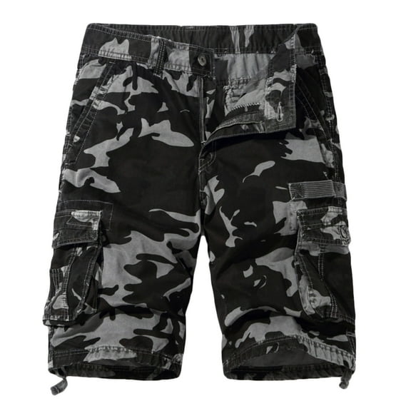 WREESH Men's Cargo Shorts Camouflage Shorts Hiking Shorts Sports Csaual Summer Short Pants with Multi-Pockets Gray