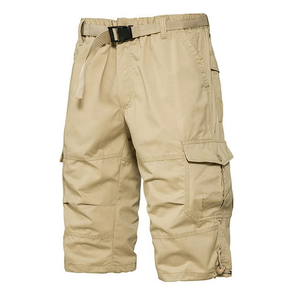 WREESH Men's Cargo Shorts Camouflage Work Shorts Mid-Waist Multi-Pocket Five-Piece Shorts Casual Shorts Sports Shorts Short Pants Outdoor Workout Shorts Khaki