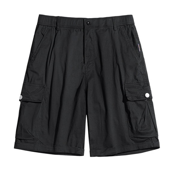 WREESH Men's Cargo Shorts Cargo Shorts Running Shorts Multiple Utility Pockets Elastic Waist Cotton Hiking Shorts Outdoor Workout Shorts Black