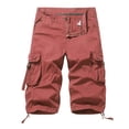 thumbnail image 1 of WREESH Men's Cargo Shorts Casual Fashion Solid Shorts with Multi-Pocket Button Zipper Elastic Waist Shoort Shorts Outdoor Workout Shorts Watermelon Red, 1 of 7