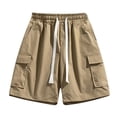 thumbnail image 1 of WREESH Men's Cargo Shorts Casual Sprorts Shorts Outdoor Workout Shorts Elastic Waist Drawstring Shorts with Multi Pockets Khaki, 1 of 7