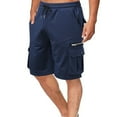 thumbnail image 1 of WREESH Men's Cargo Shorts Drawstring Elastic Waist Pocket Hoodie Overalls Sport Shorts Quarter Shorts Outdoor Workout Shorts Navy, 1 of 9