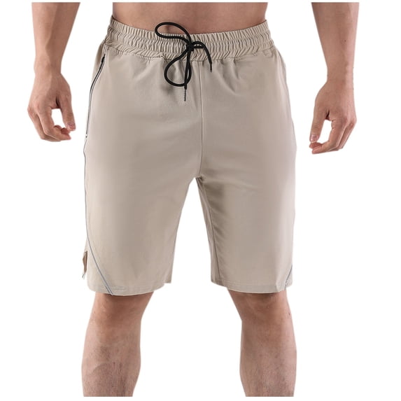 WREESH Men's Cargo Shorts Fashion Casual Solid Color Button Elastic Workwear Pocket Sports Shorts Outdoor Workout Shorts Khaki