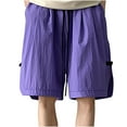 thumbnail image 1 of WREESH Men's Cargo Shorts Lightweight Quick-Dry Shorts Plus Size Wide-Leg Shorts Solid Color Drawstring Pocket Quick Drying Casual Work Shorts. Purple, 1 of 5
