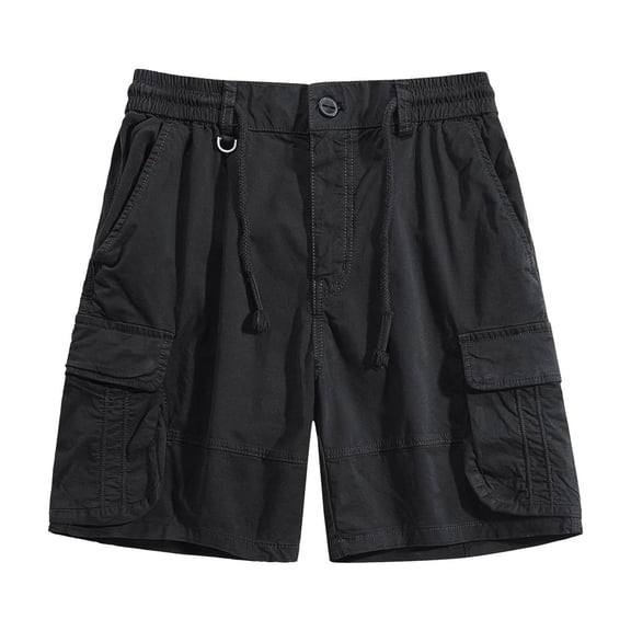 WREESH Men's Cargo Shorts Sports Csaual Elastic Waist Multi-Pockets Relaxed Summer Short Pants Outdoor Workout Shorts Black