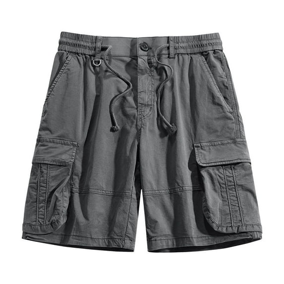 WREESH Men's Cargo Shorts Sports Csaual Elastic Waist Multi-Pockets Relaxed Summer Short Pants Outdoor Workout Shorts Dark Gray