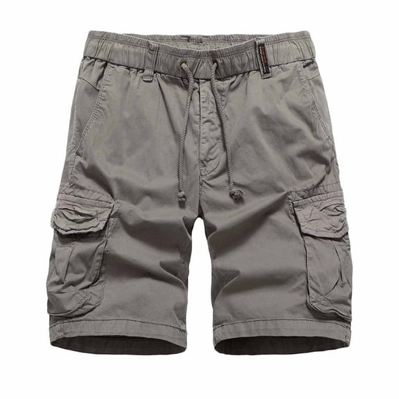 WREESH Men's Cargo Shorts Sports Csaual Elastic Waist Multi-Pockets Relaxed Summer Short Pants Outdoor Workout Shorts Gray